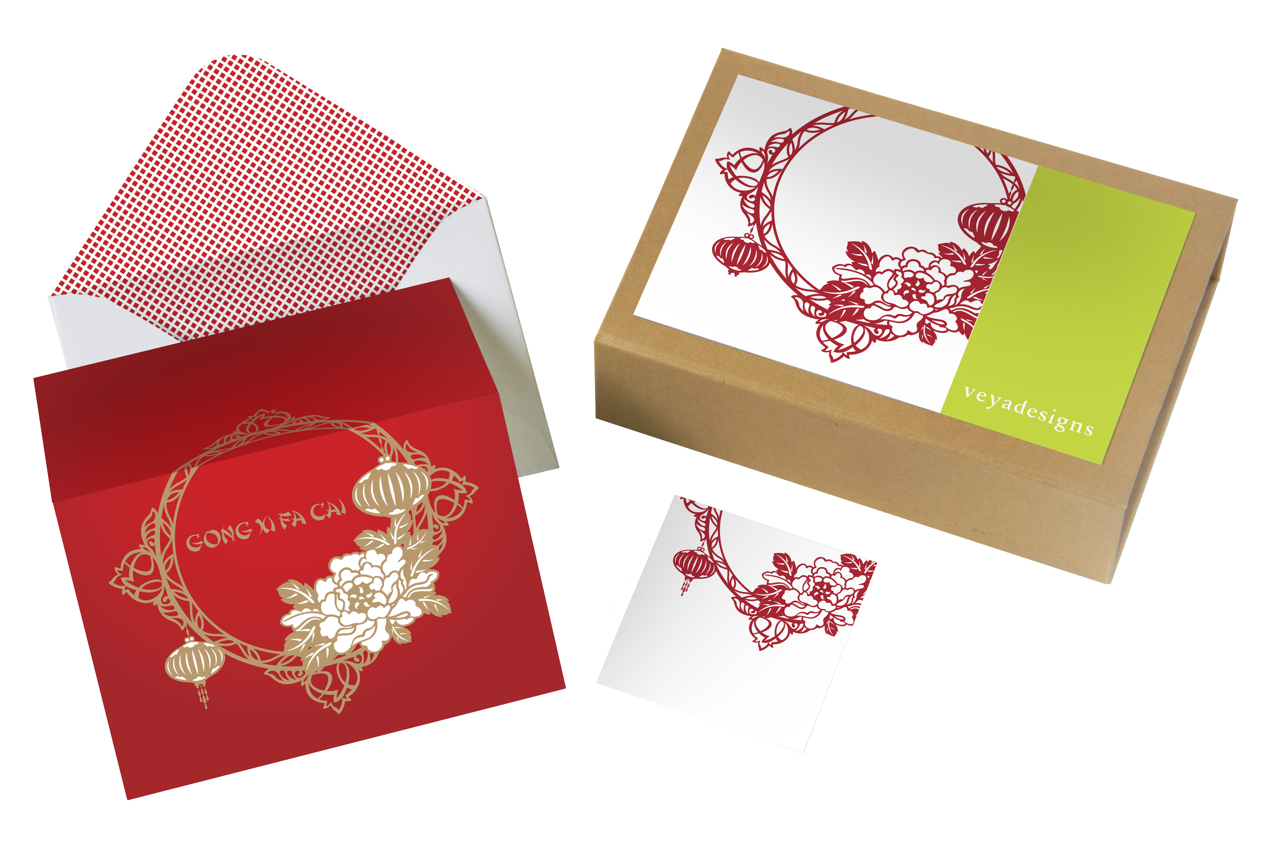 Gold Silk Screen Chinese New Year Card