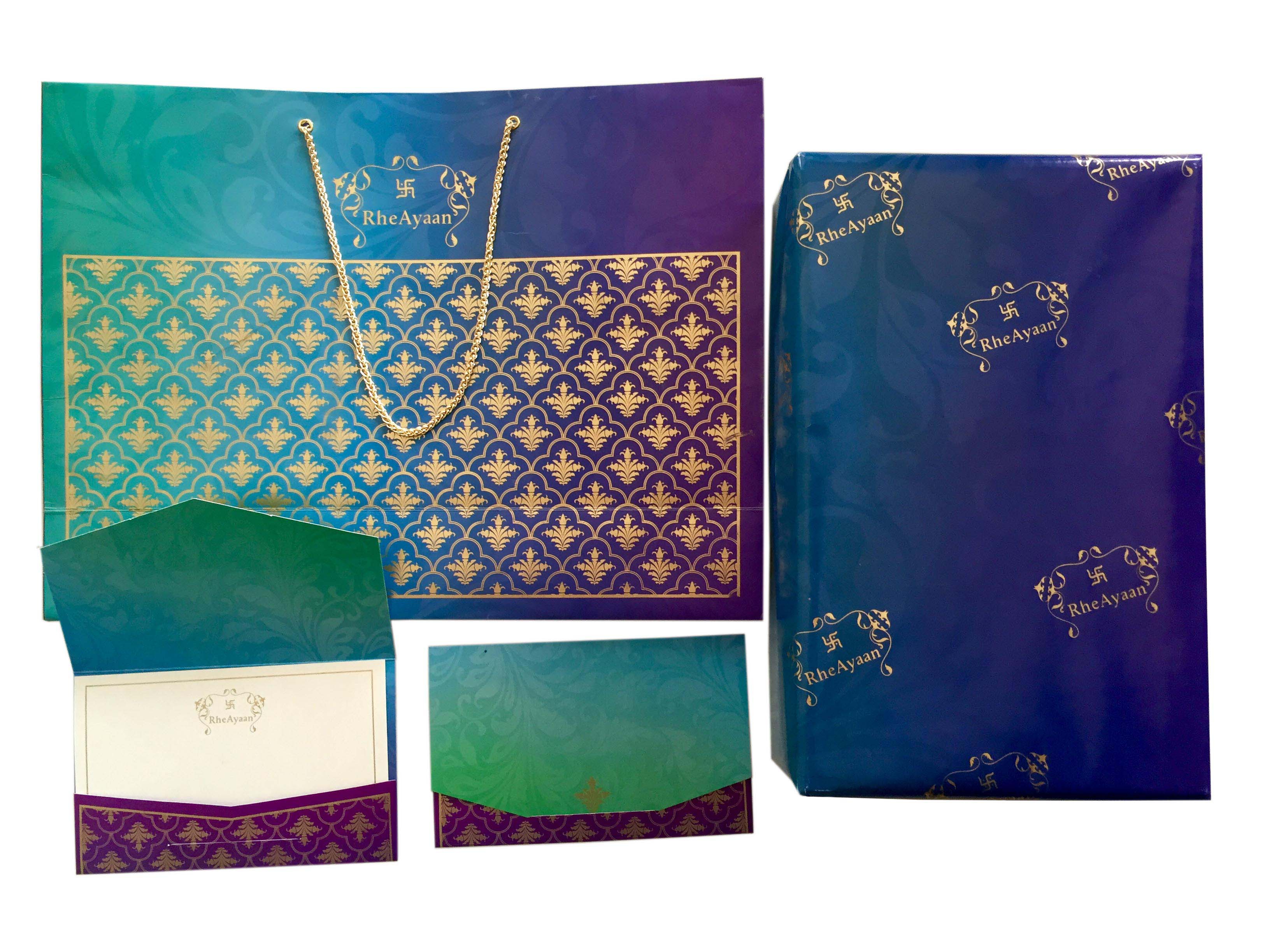 Custom Gold Jali Print Bags, Wrapping Paper & Cards
